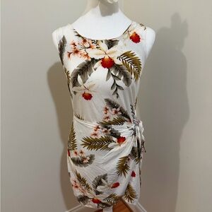 Two Palms Made in Hawaii Tropical Floral Sarong style Mini Dress